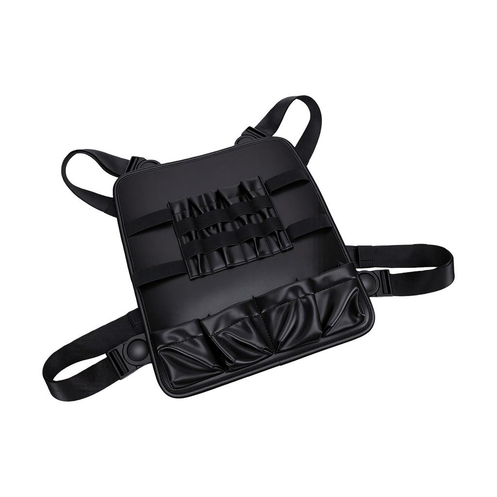 Barber Vest Pouch PU Leather Multiple Compartments Adjustable Shoulder Strap Hairdresser Scissor Bag 32.5x28cm