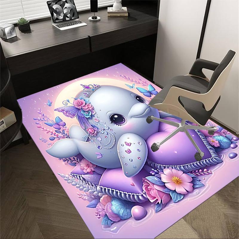 1pc Dolphin Princess Carpet Office Rug Outdoor Mat Home Decor Area Carpet Festival Gift Office desk chair carpet