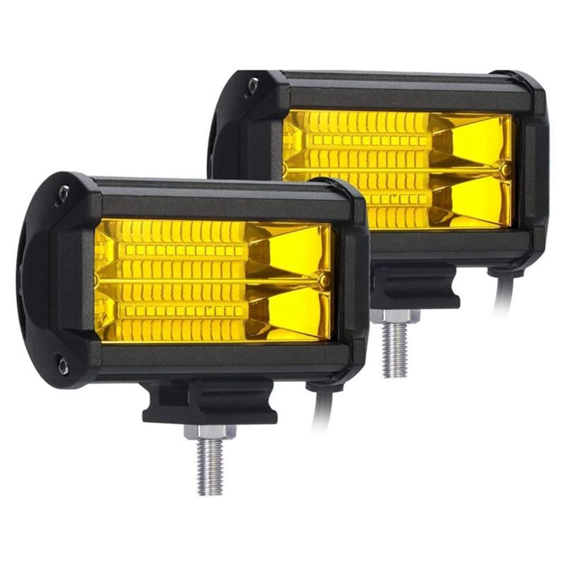 

NEW-2X 5 Inch 72W LED Work Lights Waterproof Off Road Pod Fog Lights Yellow Lamps for Trucks ATV UTV Polaris Boat Golf Cart чорний