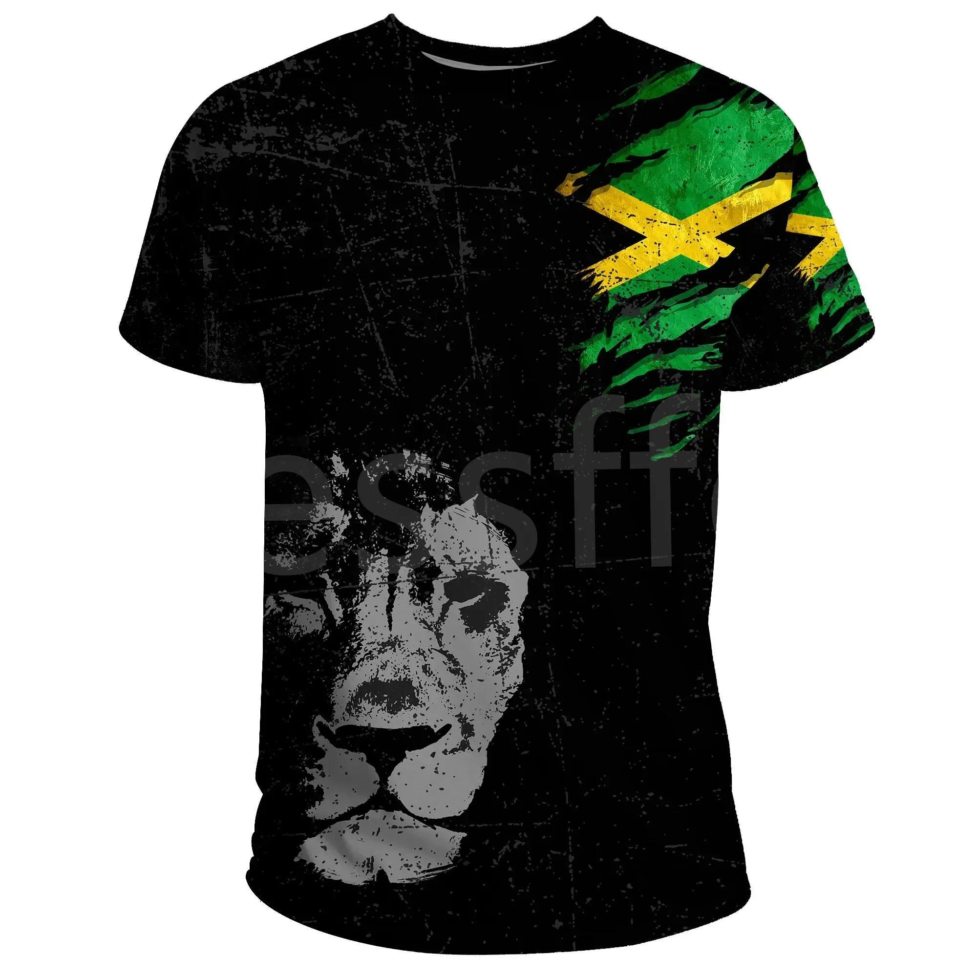 ETST WENDY 005 Tessffel Jamaica Lion Emblem Zomer Nieuwe Mode 3D Print Tops Tee T-shirt Mannen Vrouwen Korte Mouw T-shirt Streetwear Stijl-8 4XL