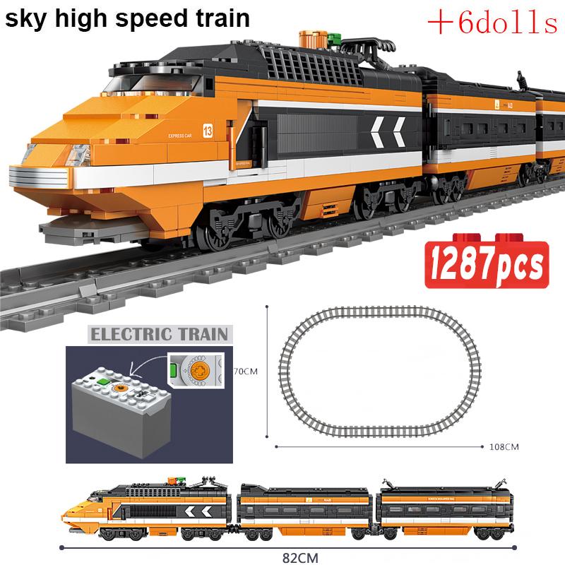 City Trains Flexible Tracks Forked Straight Curved Rails Switch Building Blocks Creative Toys for Kids Gifts