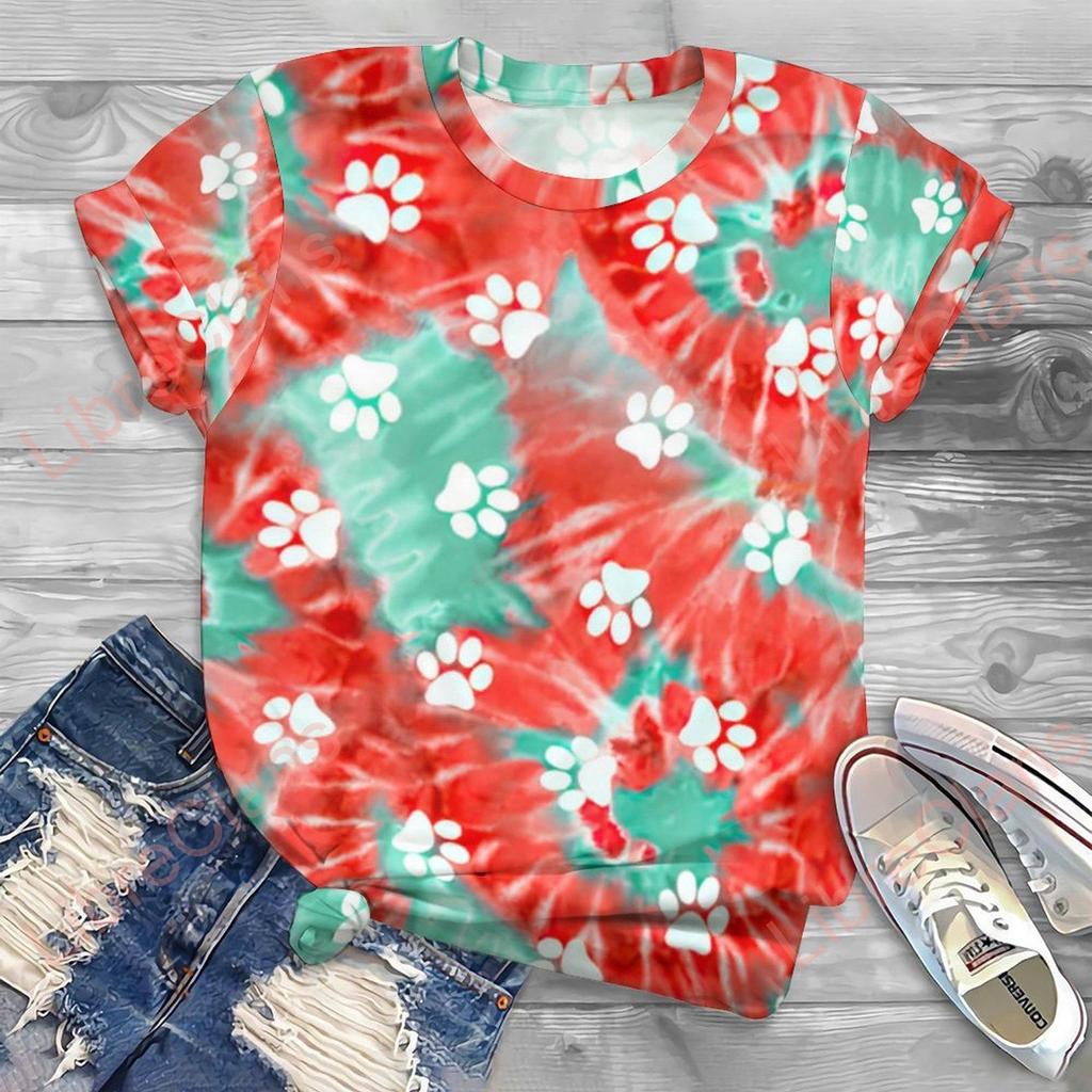 Tricou pentru femei de vară, pictură în ulei 3d, tricou imprimat pentru doamne, tricou cu mânecă scurtă de stradă, drăguț, casual, cu gâtul în formă de topuri