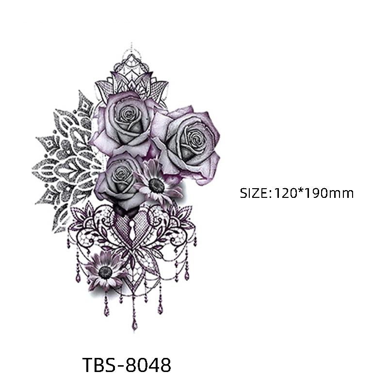 Waterproof Semi-Permanent Black & White Totem Flower Tattoo Stickers