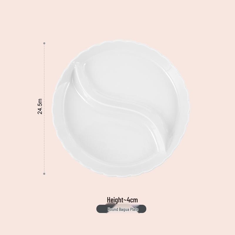 White Ceramic Divided Plate for Home Use - Three & Four Compartments - Creative Fitness Separator Plate