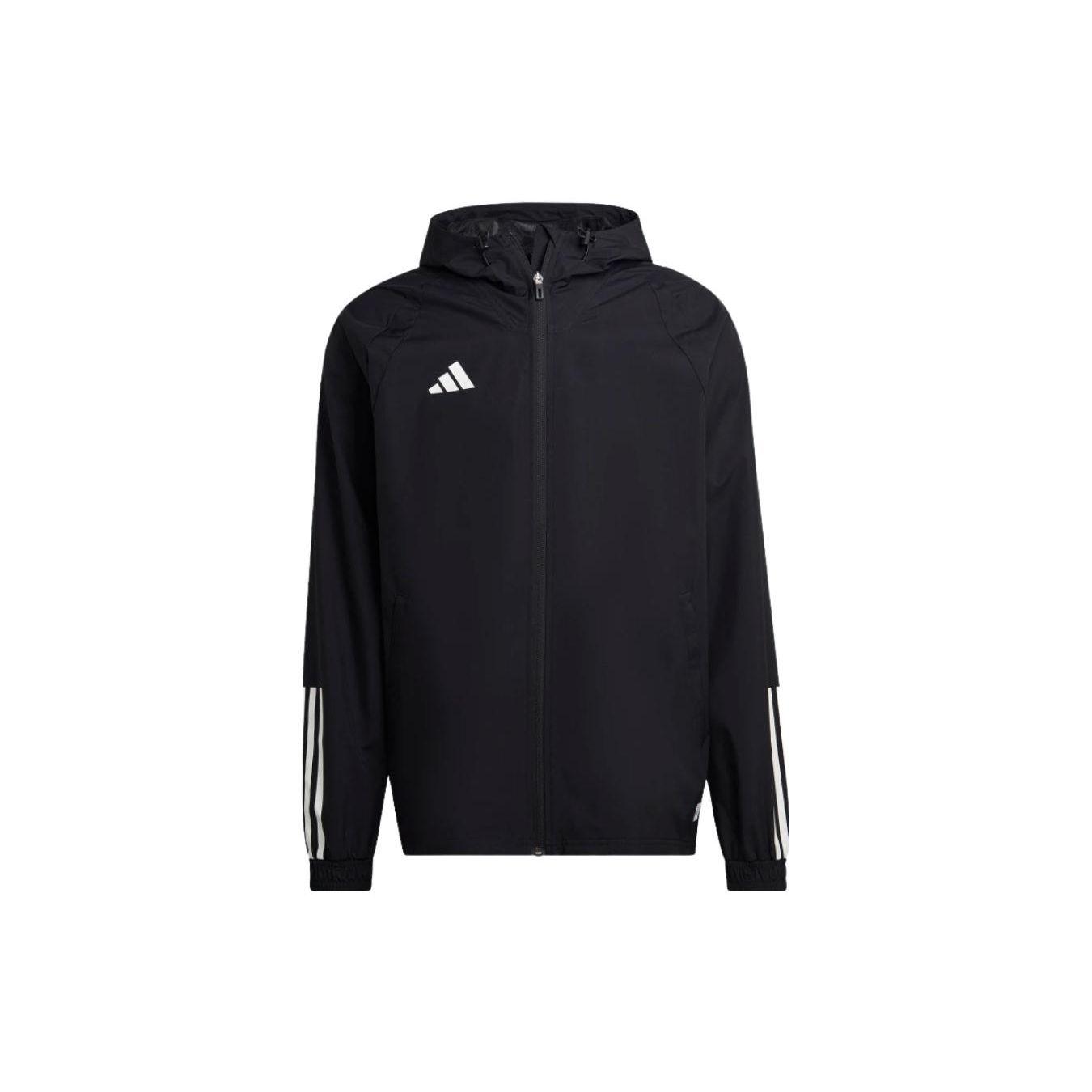 Adidas Striped Print Hooded Zip-Up Sports Jacket Men Outerwear Black HK7656 XL
