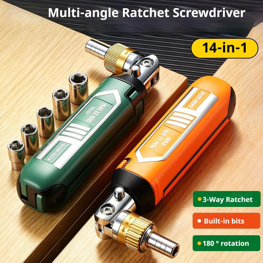 11 in 1 Multi-Function Rotary Ratchet Screwdriver Set Magnetic Bit Kit Portable Hand Repair Tool for Home DIY