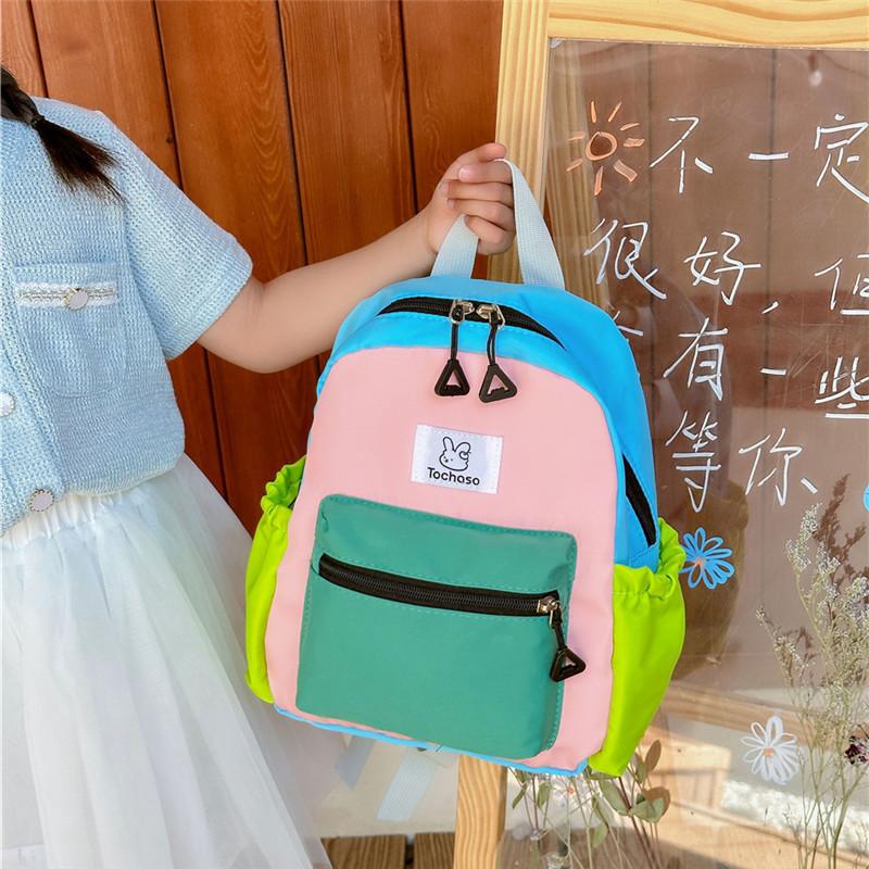 Toddler Girls Boys Fashion Backpack With Padded Shoulder Straps And Splice Pattern For School