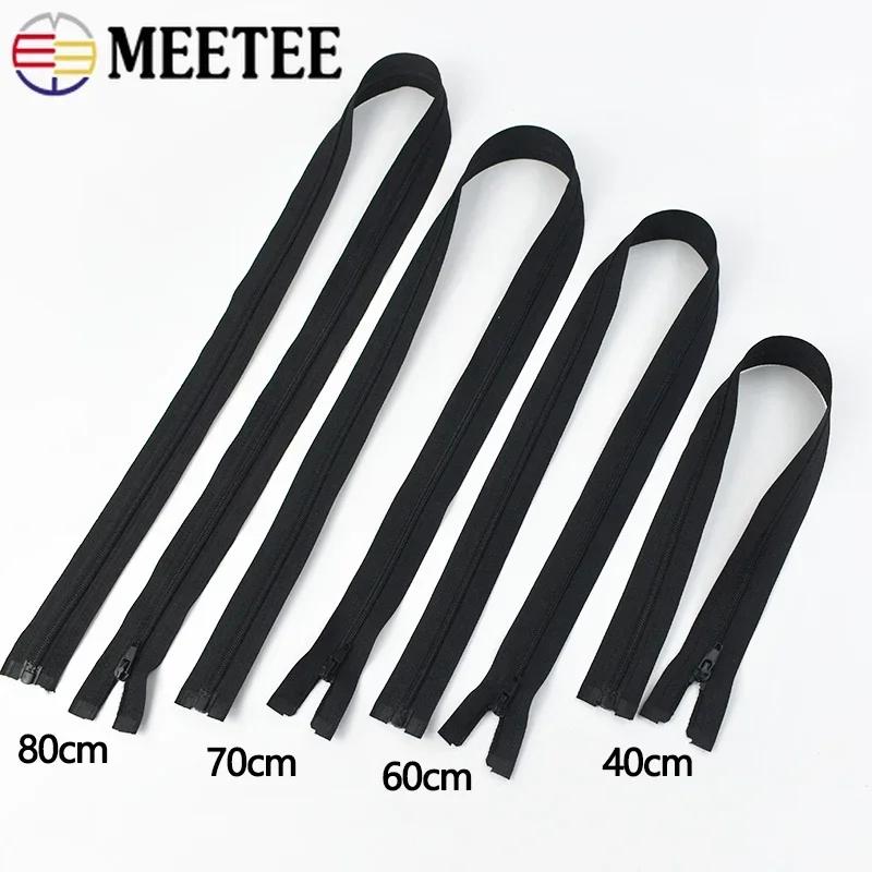 Meetee 5/10 Pezzi 40-300cm N°3 Cerniera in Nylon Nero Bianco Cerniere Aperte Giacca Piumino Cappotto Scarpe Cerniere con Blocco Automatico Accessorio Cucito Fai da Te