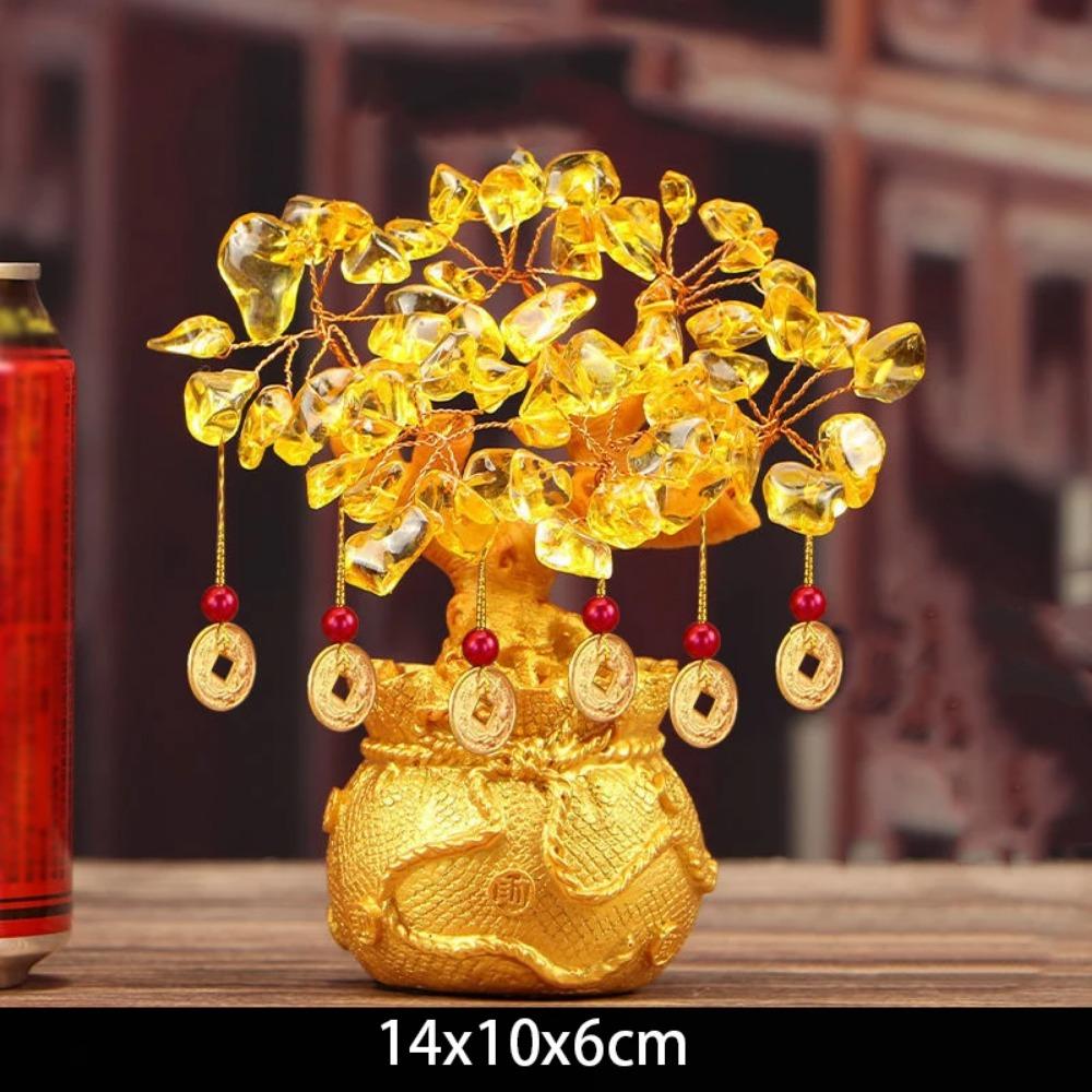 Goldener Glücksbaum Chinesischer Barren Kristall Glücksbaum Ornament Reichtumsornament Heim Büro Tischdekoration Tischplattenhandwerk