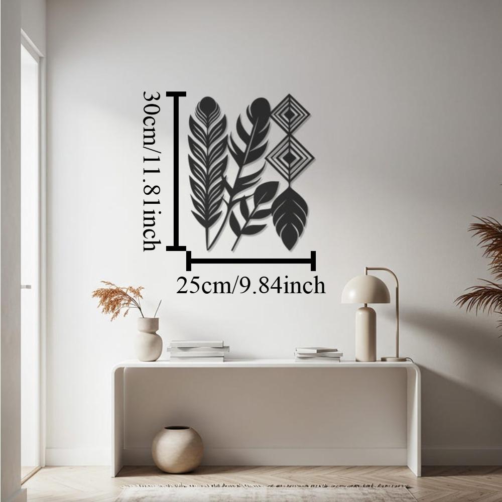 

Кованое железо Металлическое настенное искусство Листья Бохо Ботаническая скульптура Современный Минималистский Декор в стиле природы для Гостиной Спальни Акцент для дома 12in чёрный