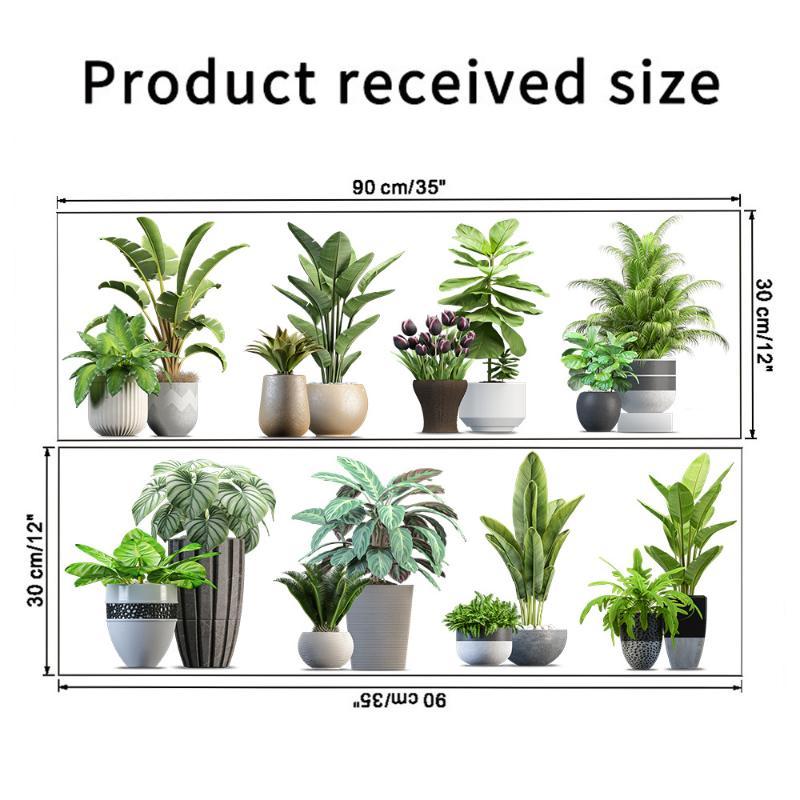 2Pcs Green Plant Potted Wall Decal Waterproof Removable Wall Sticker for Bedroom Living Room Study Room Home Decor