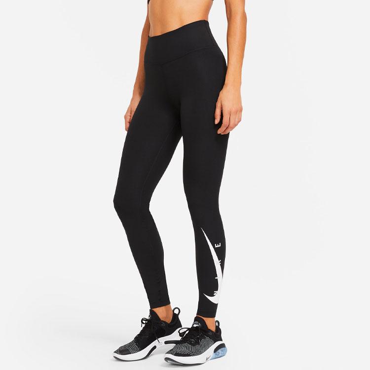 Nike Swoosh Run Colorblock Logo Running Tights Women Bottoms Black DA1146-010