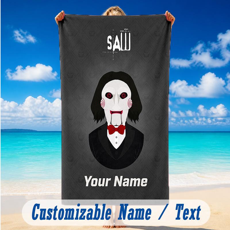 Beach Towel Custom Name Text, Quick Dry Large Towel For Beach HomeSaw Billy the Puppet