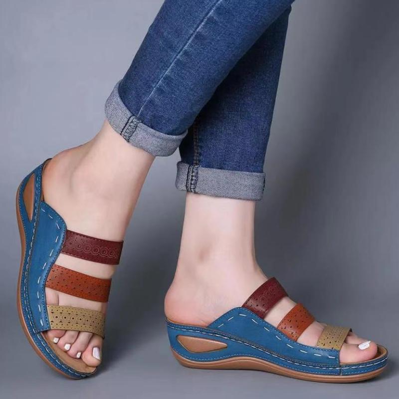 2025 New Women Sandals Slide Stitching Female Sandals Comfortable Flat Sandals Women Open Toe Beach Shoes Woman Footwear WSH4019