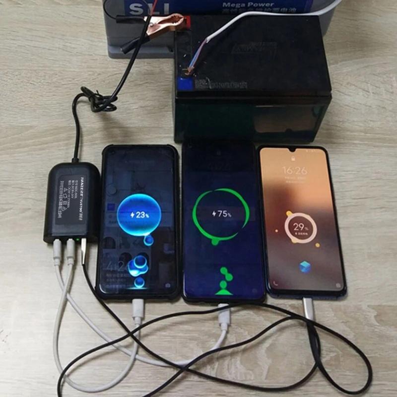 Portable Usb Power Adapter For Smart Phone Tablet Gps 12V 24V To 5V 2.1A Converter With Battery Clip 3 Ports Charging Adapter