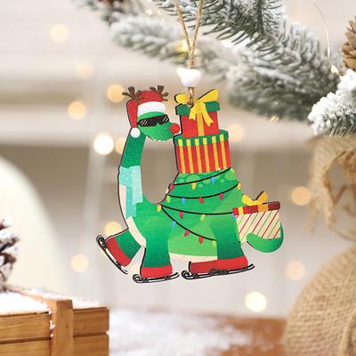 Christmas Decorations: Christmas Dinosaur Wooden Pendant, Christmas Tree Accessories
