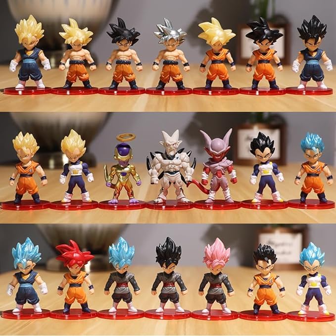 Set of 21 Dragon Ball featuring Son and approximately 7cm perfect for collectors or desk decorations Figures, Goku, Vegeta, Frieza, more, tall, (A)