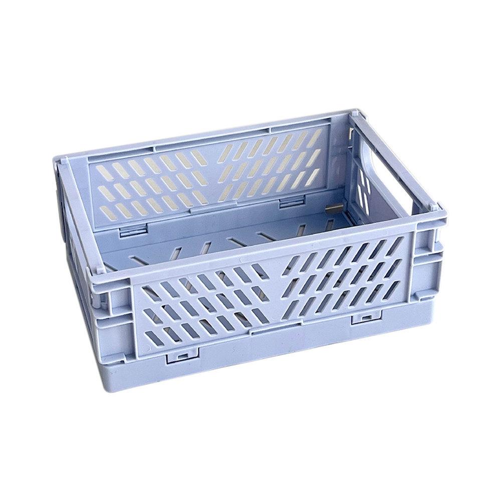 1Pc Mini Folding Plastic Storage Box Student Desktop Finishing Handbook Tape Stationery Folding Basket Storage Basket