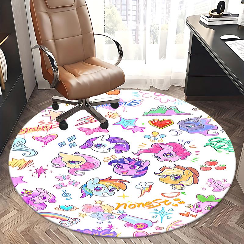 Colorful My Little Pony Chair Mat - Round Carpet for Home Decor, Office Use, Gift Idea, Suitable for Bedroom