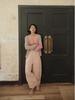2024 Summer Arrival: Women's Shrimp Pink Tulle Linen Wide-Leg Long Pants