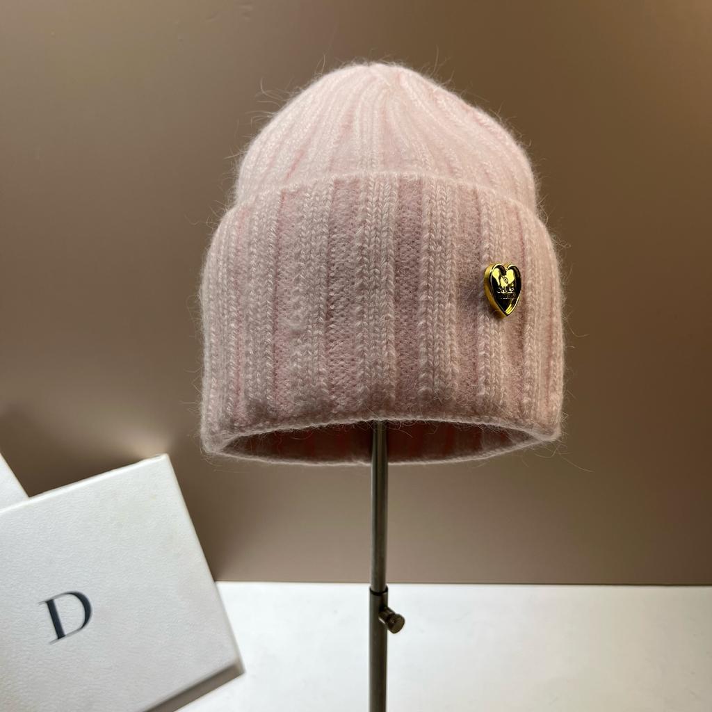 Xiaoxiangfeng Love Cha High Quality Rabbit Hair Knitted Hat Women'S Face Small Wide Stripe Sweet Wool Hat
