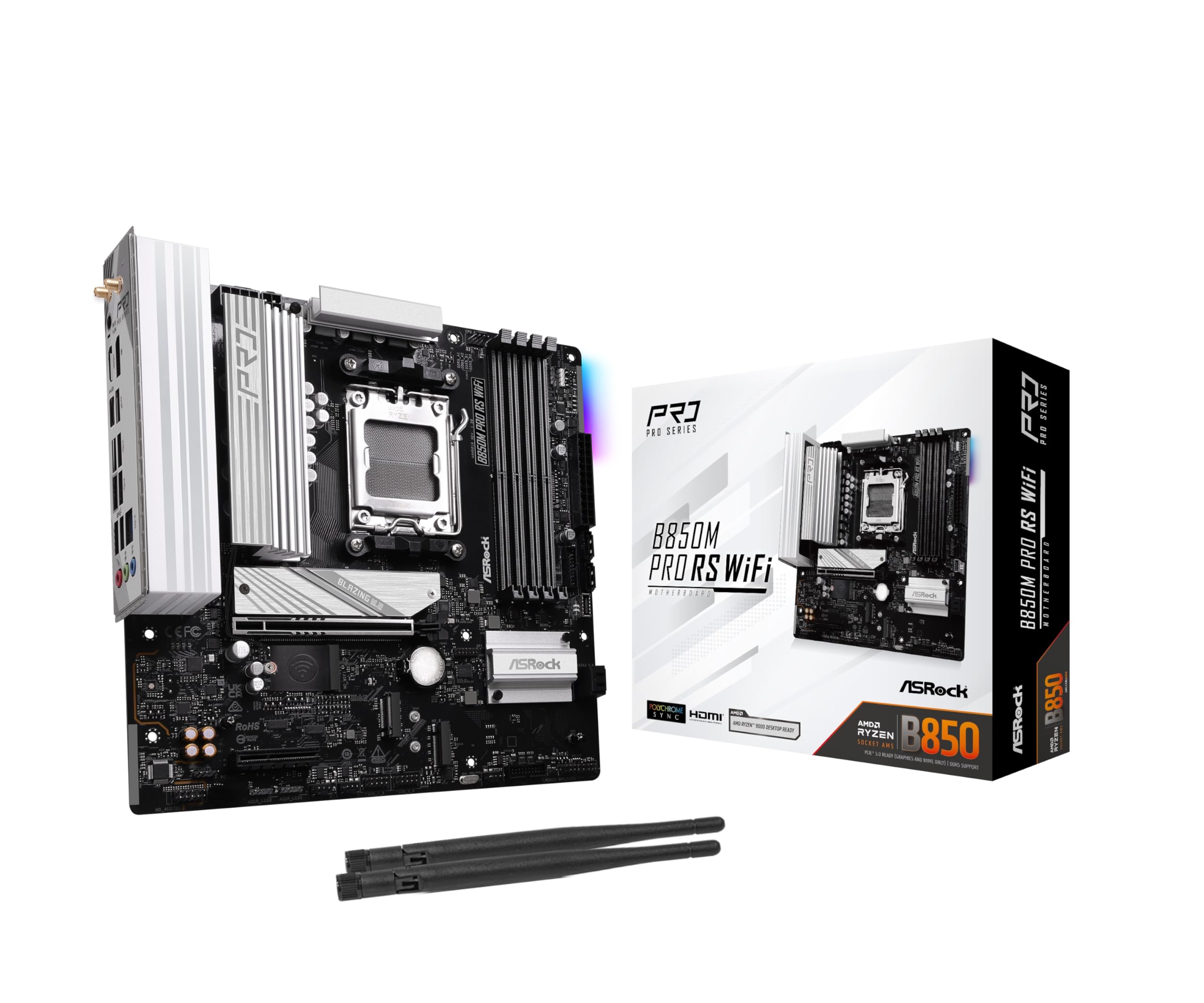 

Материнська плата ASRock B850M Pro RS WiFi AMD Ryzen 9000 8000 7000 Series CPU Compatible DDR5 Micro ATX Материнська плата Авторизований дистриб’ютор / / (Розетка AM5)