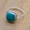 Bague femme en argent sterling Turquoise 925, bague faite à la main en pierre précieuse coussin