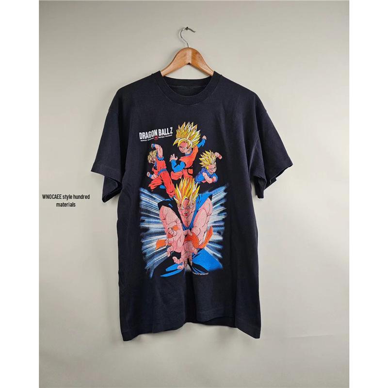 

Retro Anime Dragon Ball T-shirt - Japanese High Street Style, Casual Short Sleeve, Featuring Krillin & Little Goku L чёрный