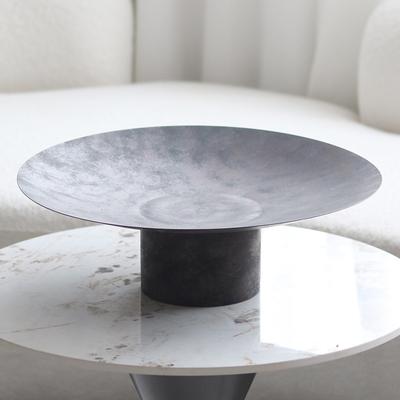 Minimalist Retro Metal High-foot Tray Ornaments Model Room Tea Room Study Tabletop Home Decoration Fruit Plate Ornaments