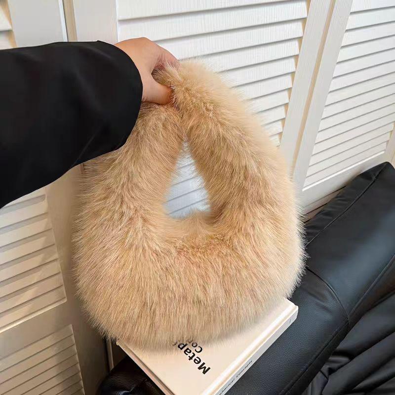 Korean Style Plush Dumpling Bag - 2025 Women's High-Value, Versatile Furry Handbag