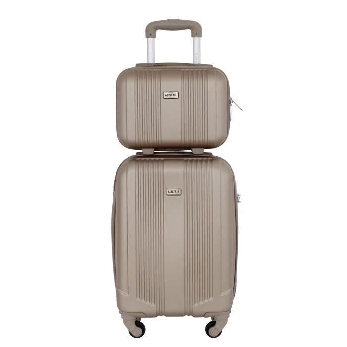 Alistair airo 2.0 – valise taille cabine 52cm et vanity – abs ultra légère et résistante - spécial compagnie low cost – champagne