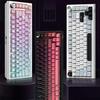 Custom Three-Mode Mechanical Keyboard: Wireless Bluetooth, Gaming & E-Sports with Side-Engraved Keycaps, Tri-Color Design & Control Knob.