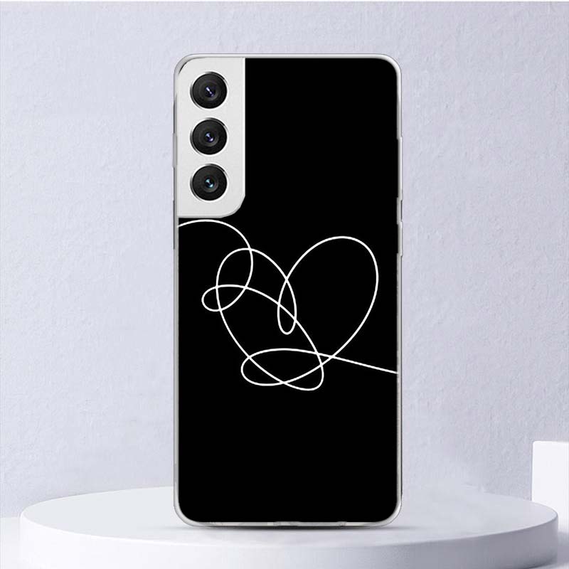Love Yourself Flower Heart Line Kpop Soft Case For Samsung Galaxy S25 S24 S23 S22 Ultra Phone Cover S20 FE S21 Plus S25Ultra S24