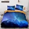 Set Copripiumino Cielo Notte Spazio Universo Stelle Nebulose Luna Set Biancheria da Letto Decorativo King Twin Size Copripiumino in Poliestere
