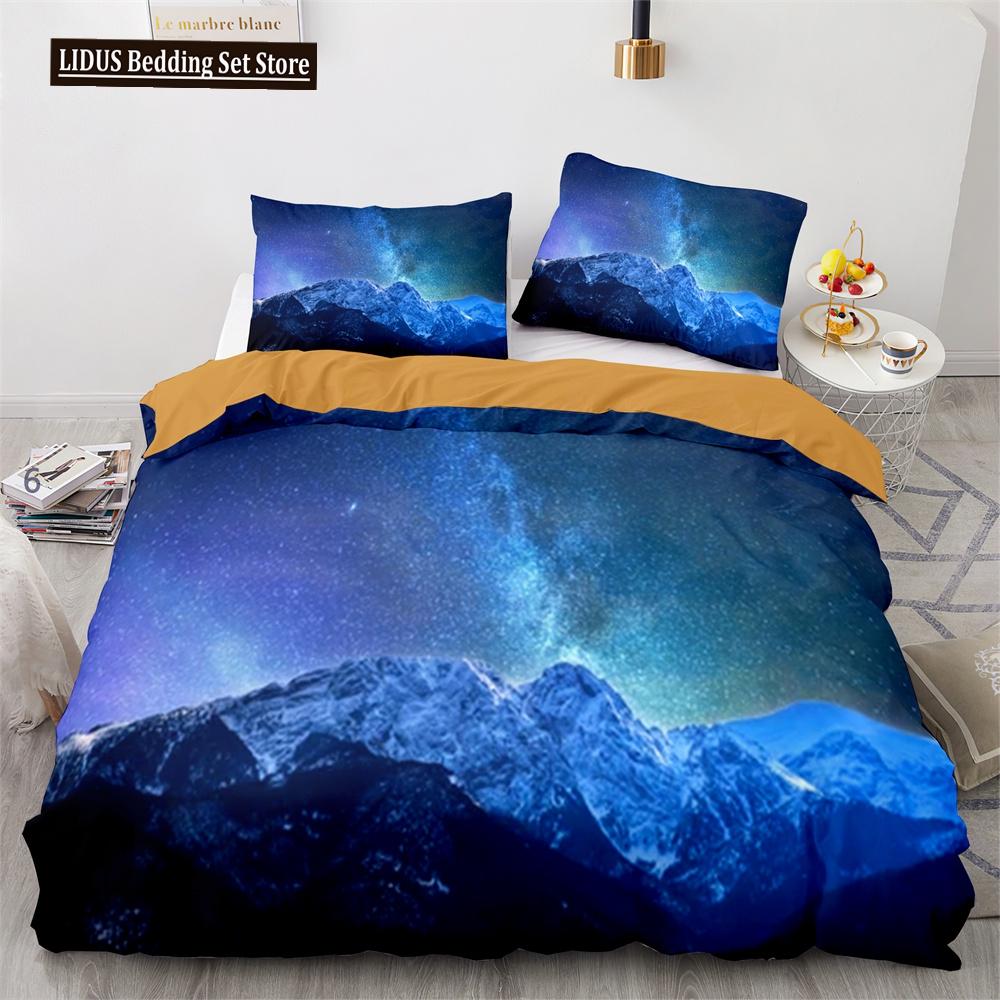Set Copripiumino Cielo Notte Spazio Universo Stelle Nebulose Luna Set Biancheria da Letto Decorativo King Twin Size Copripiumino in Poliestere