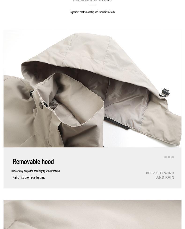 Autumn/Winter Outdoor Cardigan Jacket with Removable Hood – Wear-Resistant Student Team Uniform & Self-Driving Camping Windbreaker