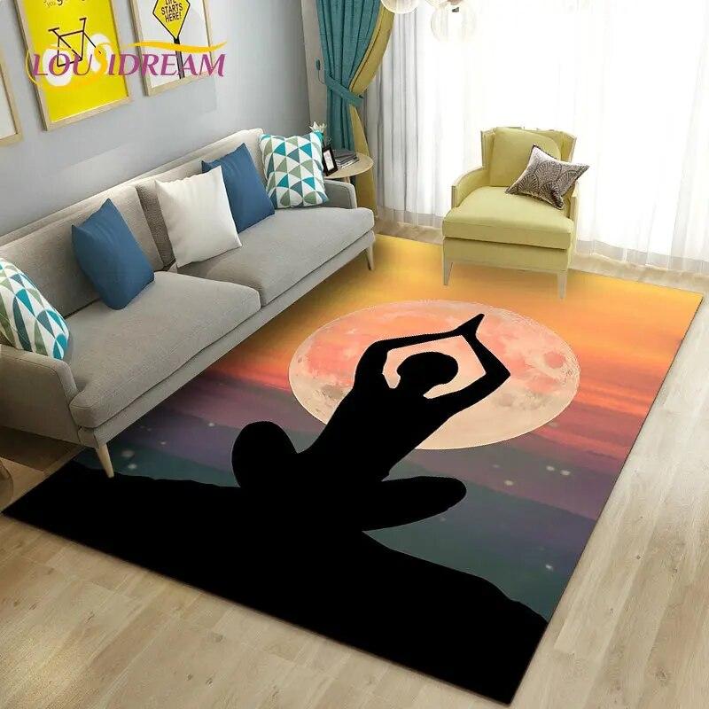 Rainbow 7 Chakra Mandala Bohemia Area Rug,Carpet Rug for Living Room Bedroom Sofa Doormat Decoration,Yoga Non-slip Floor Mat