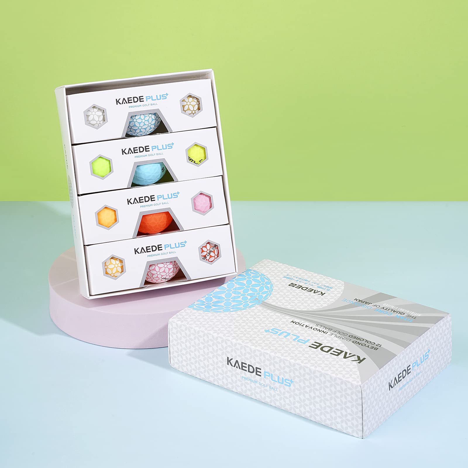 

KAEDE Golf Balls PLUS 12 Color Set 1 Dozen (12 Balls)