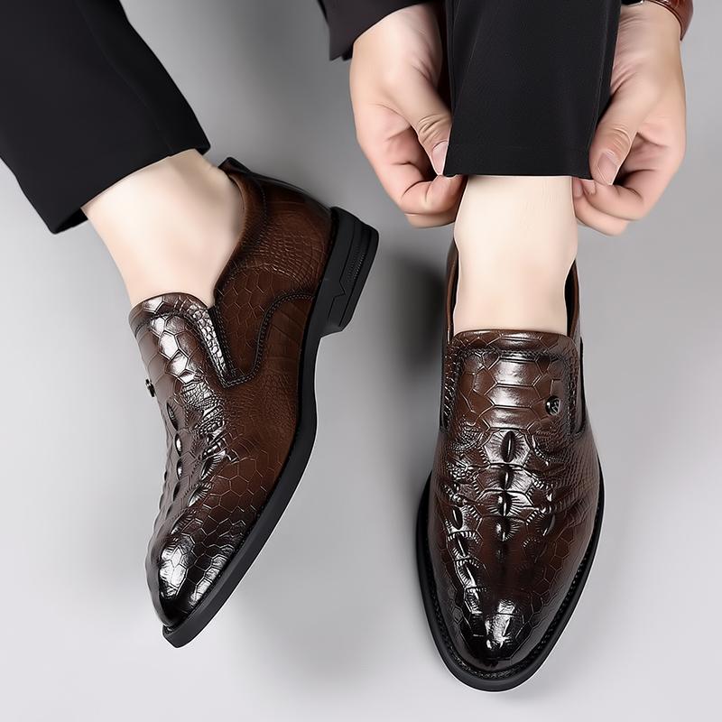 Fashion Comfort Mens Leather Shoes Trends Alligator Pattern Slip On Loafers Shoes Non Slip Driving Spring Commute Business Office Shoes