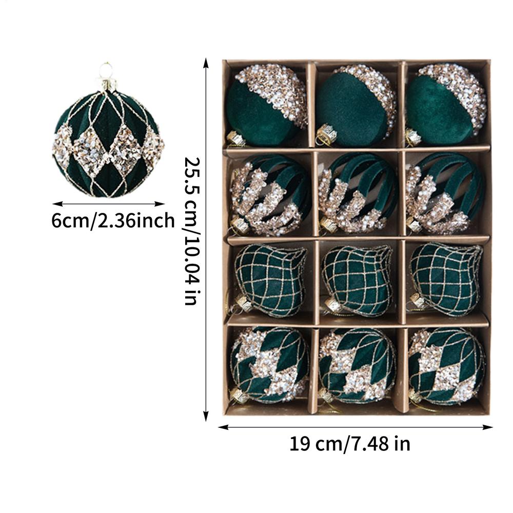 

Christmas Tree Balls 12 Pieces Modern Art Rhinestone Cute Tree Balls Christmas Ornaments For Home Wall Living Room House Indoor 6cm кавовий