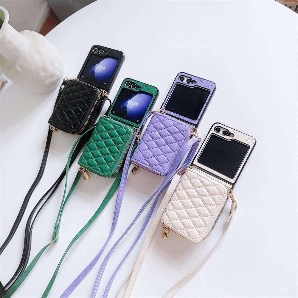 Reißverschluss Crossbody Geldbörse mit Kartenhalter Handyhülle für Samsung Galaxy Z Flip 6 5 4 3 Flip6 Flip5 Flip4 Flip3 5G Lederhülle
