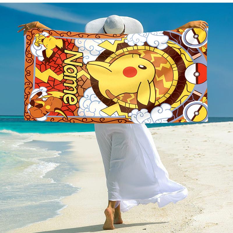 Personalized Customized Proof Beach Towel with Pokémon Pikachu Pattern - Soft, Absorbent,quick-drying,perfect Swimming,camping&bathing
