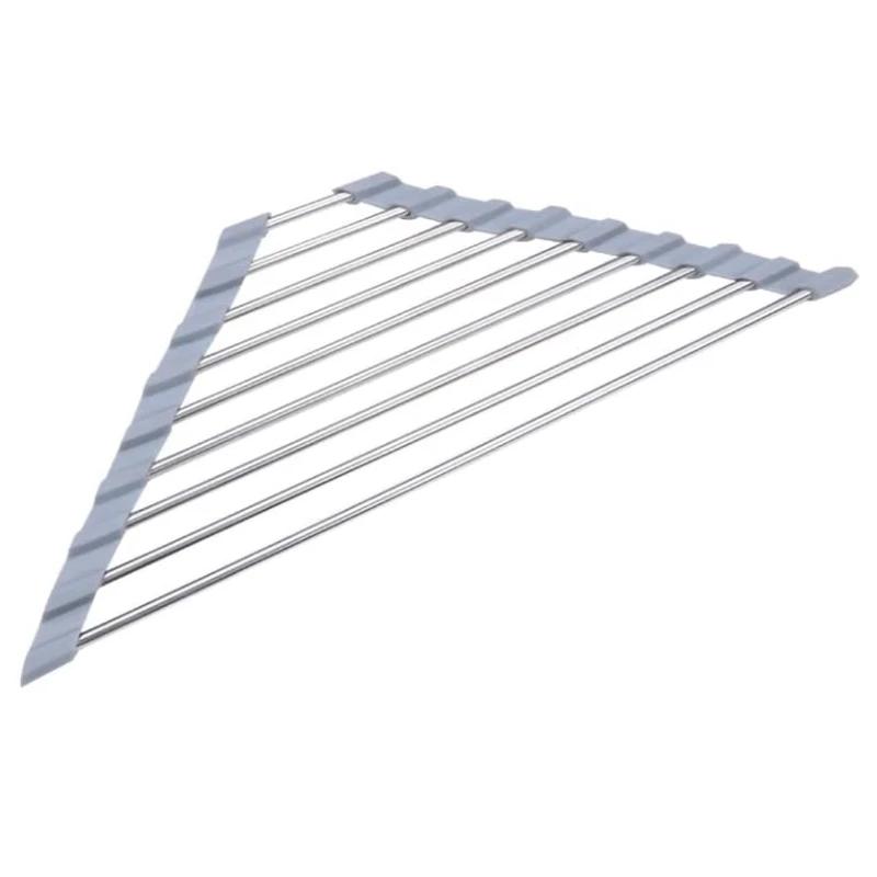 304 Stainless Steel Roll Up Dish Drying Rack Over The Sink Kitchen Roll Up Sink Rack Portable Dish Drainer Foldable Drying Rack