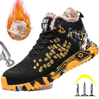 Botas de Inverno Sapatos Masculinos Botas de Trabalho com Biqueira de Aço Mantenha-se Aquecido Pelo Botas de Segurança para Construção à Prova de Perfuração Tênis de Trabalho Grossos com Plush