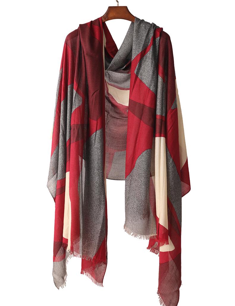 2024 Autumn/Winter Color Block Cashmere Modal Shawl Scarf 210cm красный