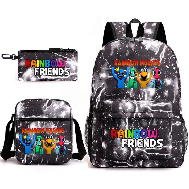 Rainbow Friends Surrounding Backpack Elementary School Student Starry Sky School Bag Three-piece Set