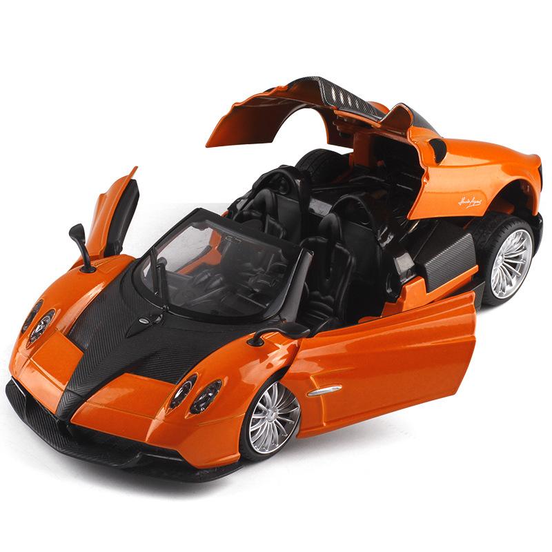 1:Pagani Huayra Roadster-Automodell im Maßstab 24, Spielzeug für Jungen im Alter von 3–12 Jahren, zurückziehbare Fahrzeuge mit leichten Türen und zu öffnender Motorhaube
