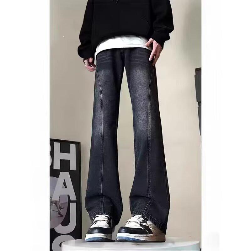 American high street washed jeans men's summer trendy brand loose casual pants old micro-straight trousers