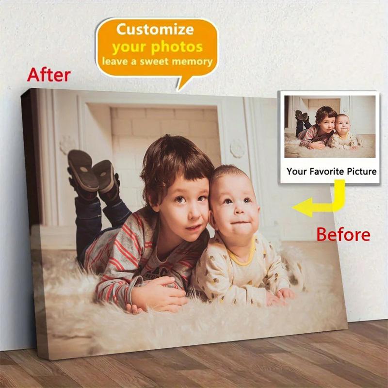 Leinwand mit benutzerdefiniertem Gemälde HD-Druck Angepasst Ihr Bild Personalisiertes Kunstposter Fotos für Tierfigur Hochzeit Familie
