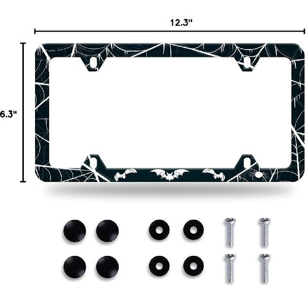 Bats License Plate Frame Stainless Steel Car Decorative 12.3 X 6.3 Inch | Bright License Plate Holders Auto Decoration For Front And Rear Car Tag